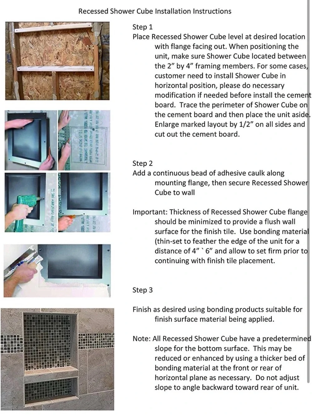 Over Mount Installation SHOWER CUBE